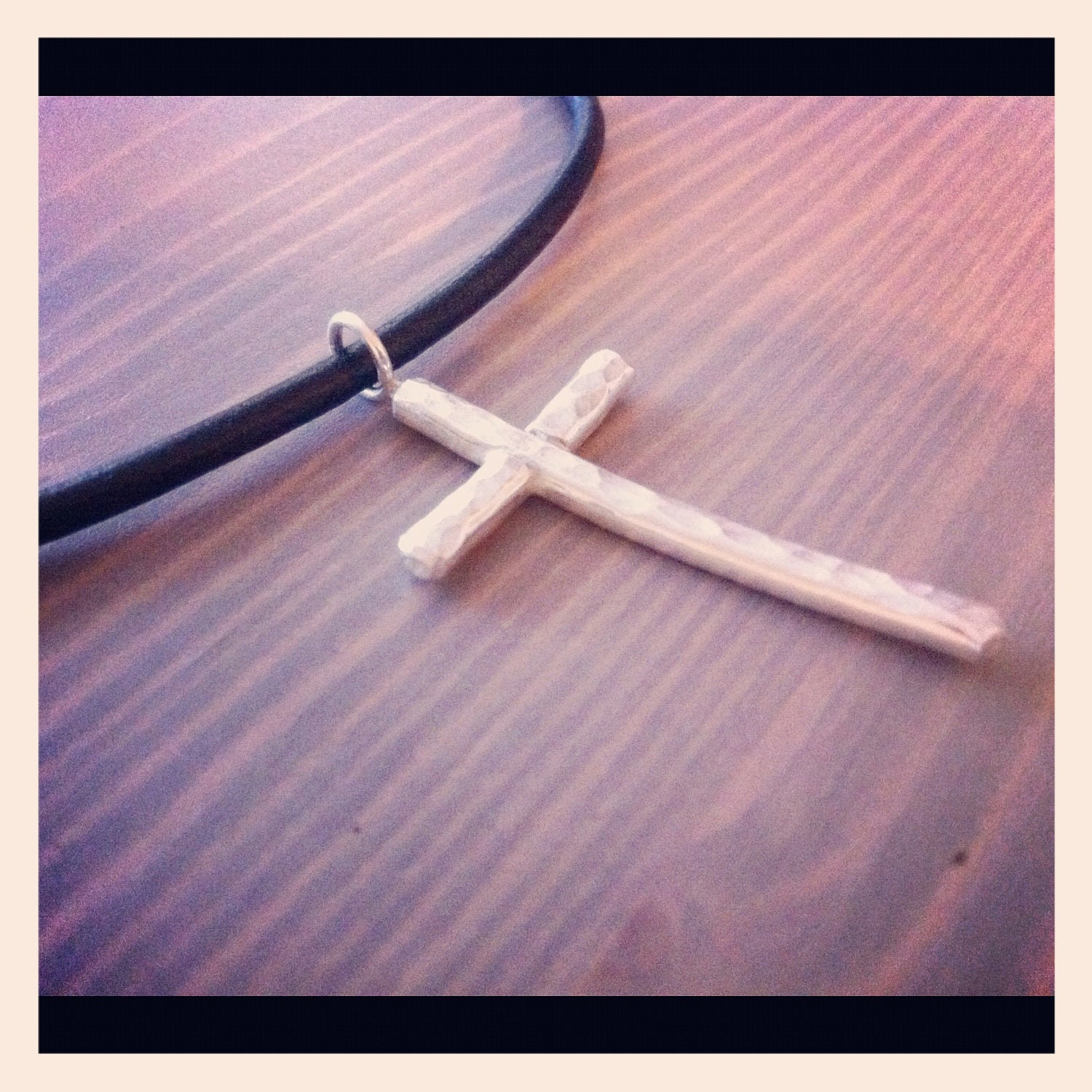 Phoenix Collection: Hammered Heavy Sterling Silver Cross Necklace