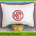 Framed Octagon or Circle Monogrammed Pillow Cover - Lumbar Size 12 x 16