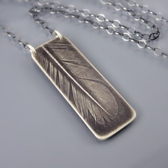 Small Feather Necklace - silver feather jewelry