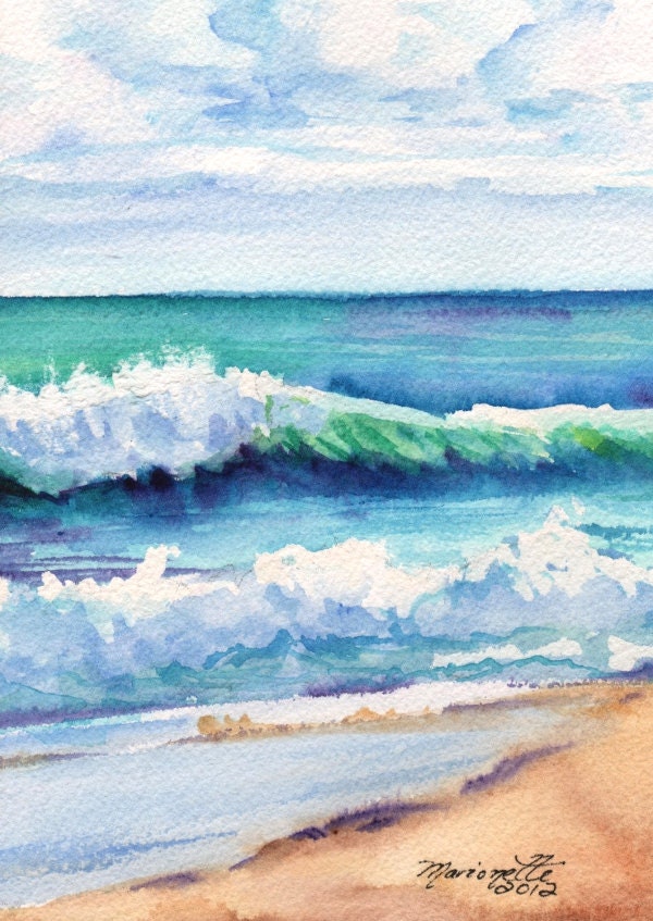Ocean Waves of Kauai I Original Watercolor Painting from Kauai Hawaii