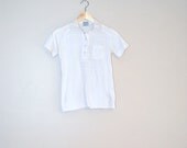 70s t shirt // white semi sheer cotton // vintage 1970s retro collared shirt