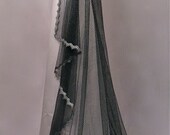Black Waltz Length Wedding Veil With Silver Lace And Crystals