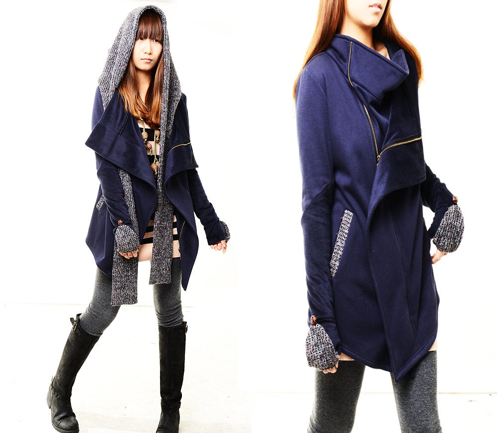 Tuareg - thick cotton fleece jacket and scarf set (Y1228)