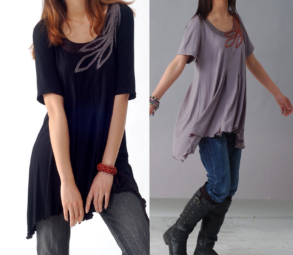 Loneliness is singing - hand embroidery top (Y1208)