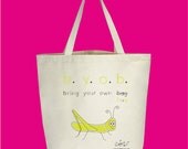Recycled cotton canvas bug tote bag