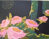 Black and pink roses print
