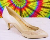8.5-9 vintage 80's tan leather Nine West lizard print heels pumps shoes narrow