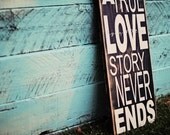 primitive looking  (True Love Story Personalized Subway Sign) black with cream vinyl lettering pine wood