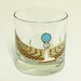 vintage couroc glass -  goddess Isis -  low ball - cocktail - barware - gold and teal