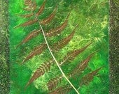 green fern nature mixed media wall hanging OOAK painting by Tremundo