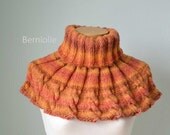 Orange knitted cabled capelet, cowl, shoulderwarmer B227