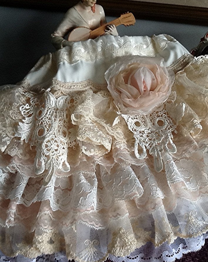 Ruffled vintage lace Flower girl skirt custom designed for wedding by Rosanna Hope for Babybonbons Special occasions