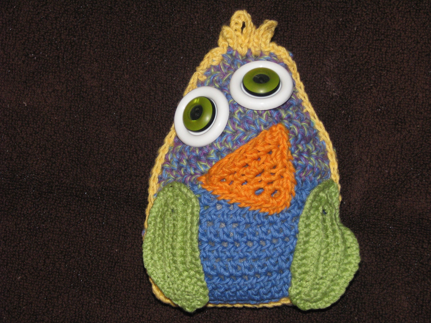 Funky Bird Crochet Tooth Fairy Pillow. unisex colors