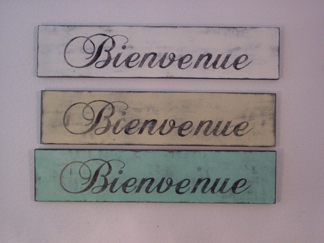 FRENCH COUNTRY WELCOME sign Bienvenue /  housewarming gift / shabby cottage chic welcome sign / bienvenue