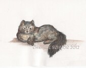 5x7 Archival Art Print Kitty Cat Ode to Beatrix Potter Watercolor Wall Art Home Decor Childrens room nursery baby Great Gift