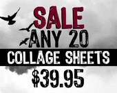 ANY 20 Collage Sheets - Bundle and Save. Choose from Retro, Horror, Halloween, Fairy Tale, Pin-Ups, Zombies, Occult, Matchbox & More