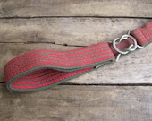 vintage c. 1980s red and olive green striped adjustable elastic belt