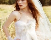 Love Me Do - Romantic Boho Wedding Gown Silk Chiffon Flowers Custom made Wedding Dress