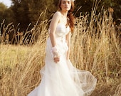 Chances Are - Sweetheart Bohemian Tulle Wedding Dress Blush Train