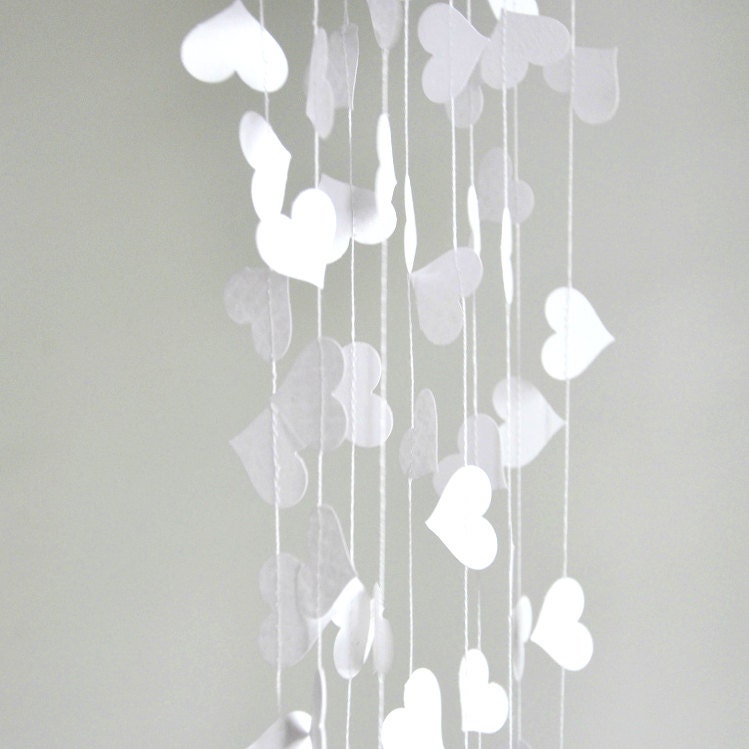 Lovely Love Hearts Stitched  Paper Garland White