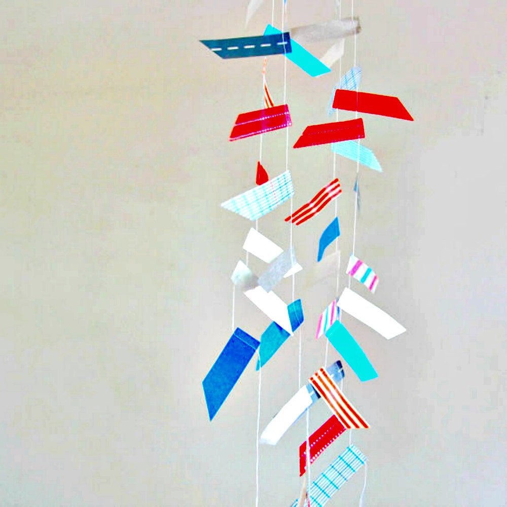 Washi Flag Stitched Garland Banner  Red White Blue