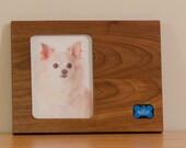 Pet keepsake, modern picture frame, id tags holder, pet memorial, dog cat lover, solid walnut wood