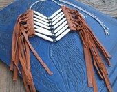 Message from a Drum //  Handmade Hairpipe, Batik Bone, and Repurposed Leather Fringe Necklace by flaming hag folkwear