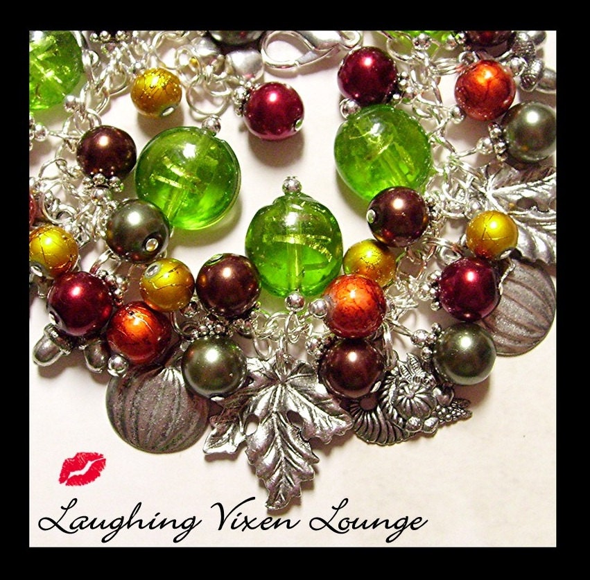 Fall Bracelet - Autumn Bracelet - Autumn Leaves Charm Bracelet - Fall Jewelry - Autumn Jewelry - Harvest Halloween Leaf
