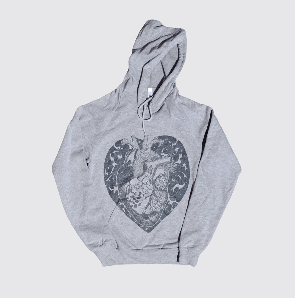 Anatomical Heart Hoodie - Heather Grey Spring Sweatshirt