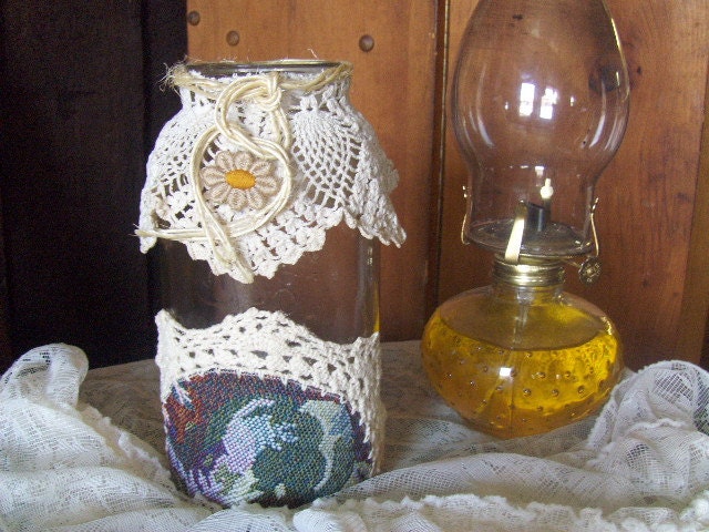 Wedding Vase Lace Jar Antique Jar Vase Candle Holder Wedding Decoration Wedding Decor