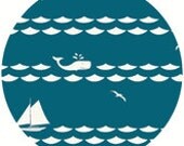 Jay-Cyn Designs for Birch Fabrics Organic, Set Sail, Set Sail Teal, 1 YARD