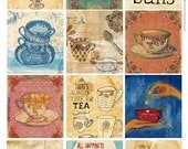 Tea Time Tags DIY printable digital download Set of 12 Sweet William illustration tags