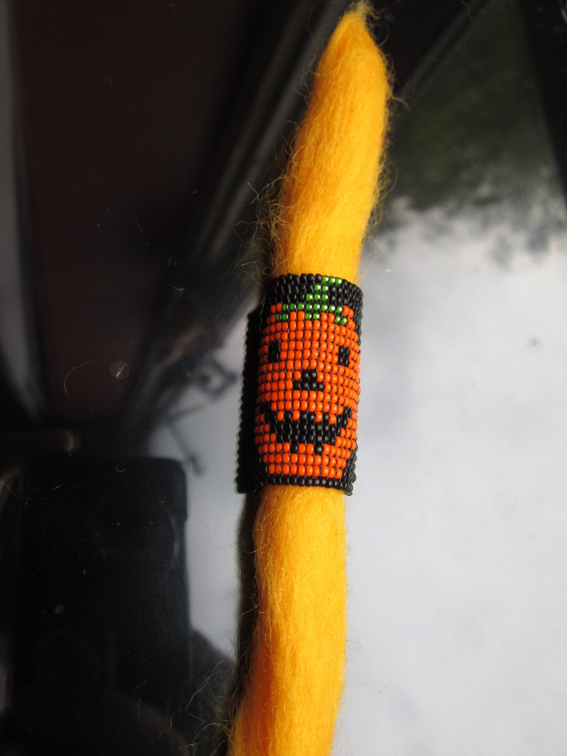 Pumpkin Dreadlock cuff  Halloween bead for your dreadlocks