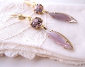 Amethyst givre art glass earrings purple Summer Jewelry