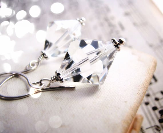 Vintage Swarovski crystal drop earrings sterling silver