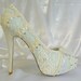 Something Blue Lacey bridal shoes with 5 1/4 inch heels .. with vintage lace and Swarovski crystals