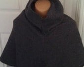 Charcoal Gray Fleece Hood Mantle SCA Renaissance LARP Pagan Ready to go