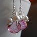 Wedding Bells Pink Mystic quartz with pearls Bridesmaid earrings