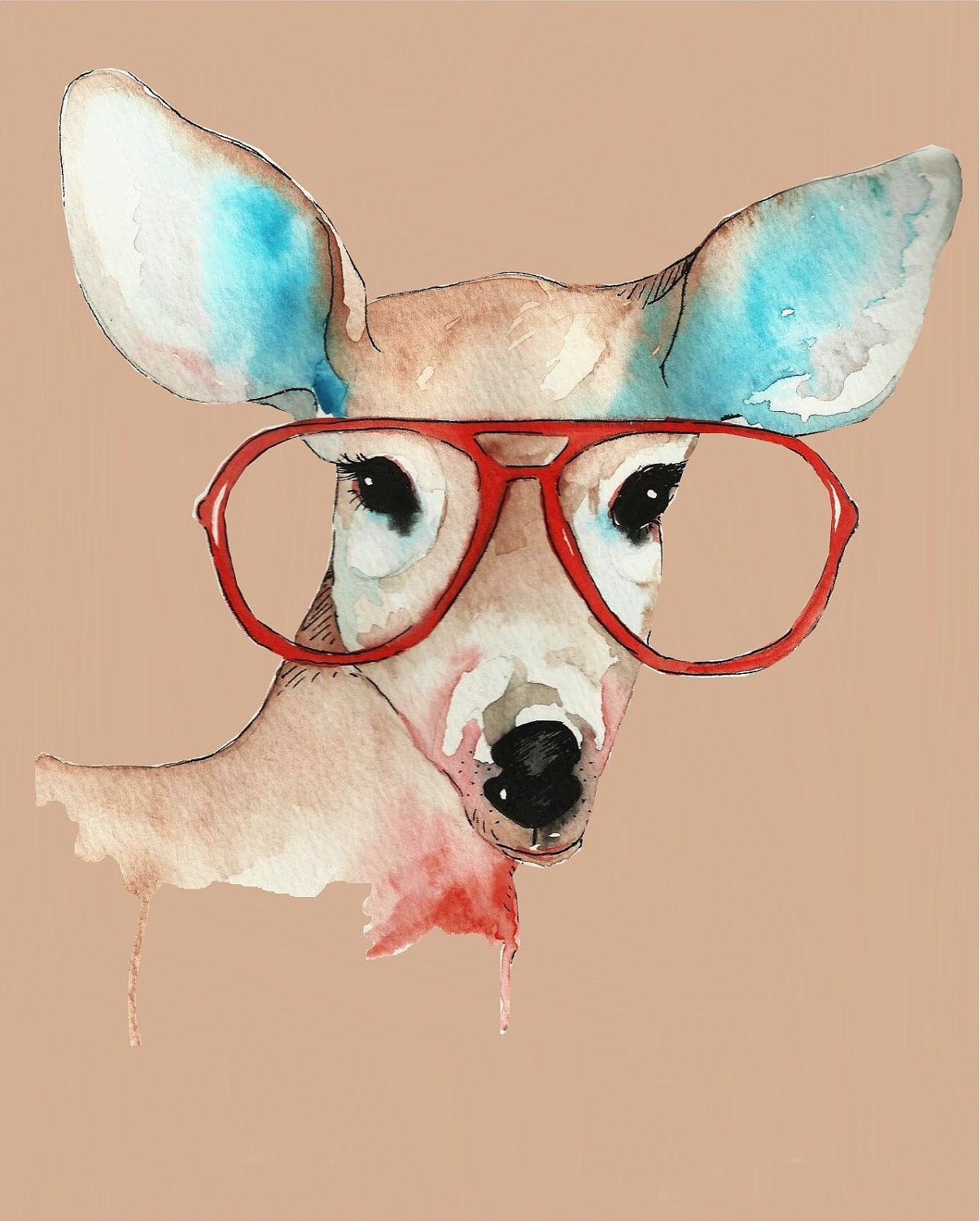 8x10 Fierce Deer Hipster Print