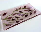 Pale Amethyst Leaves and Vines Glass Platter