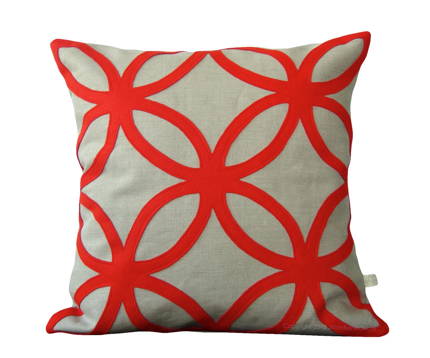 Mod Red DECORATIVE PILLOW COVER - Geometric Felt Design - Home Decor by JillianReneDecor Interior Design Poppy Red Gift for Her