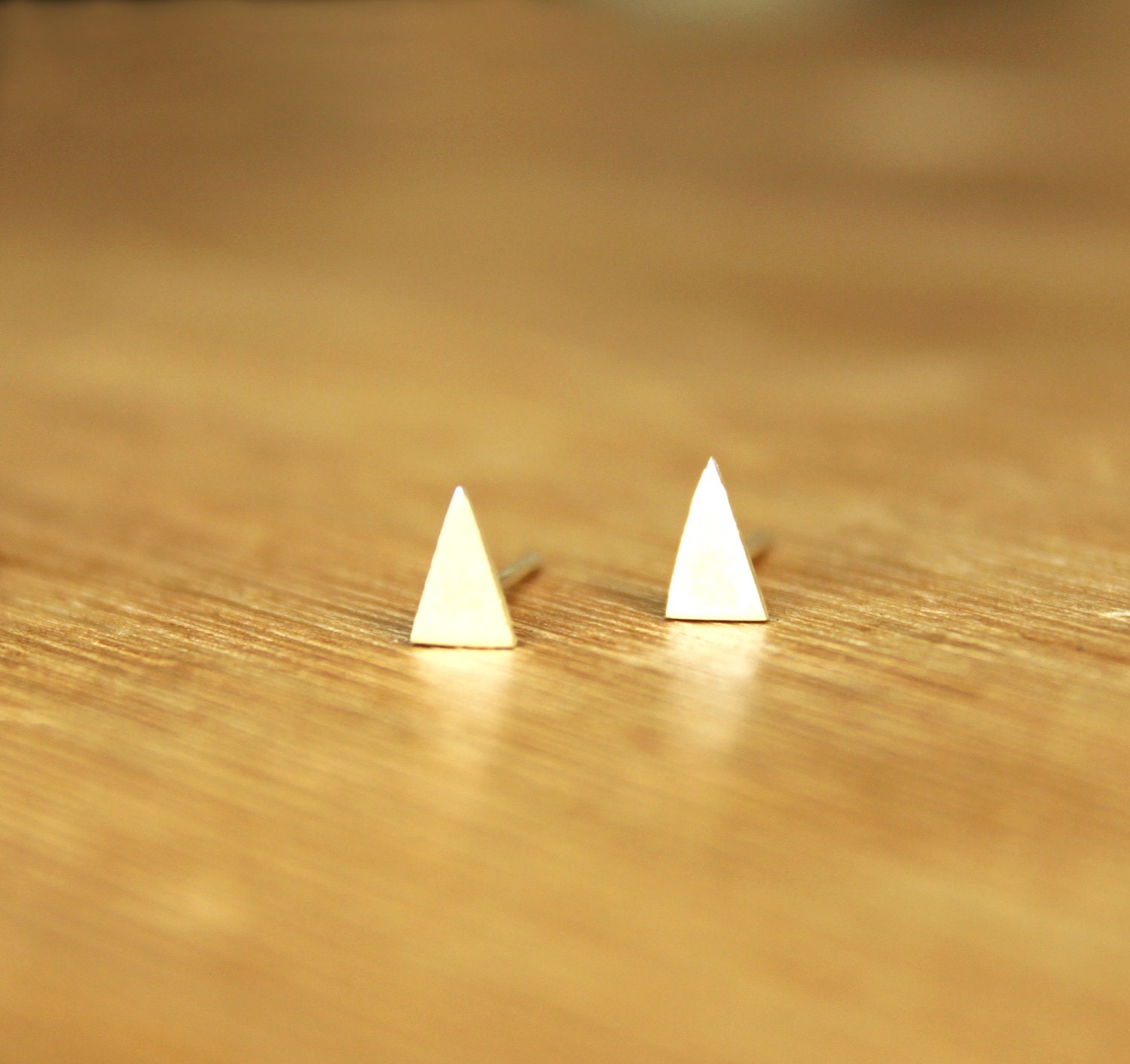 Tiny Triangle stud Earrings- geometric single mini banner flag-Sterling Silver