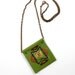 Leather Necklace Pendant Statement Boho Indian Summer Southwestern Olive Green ready to ship