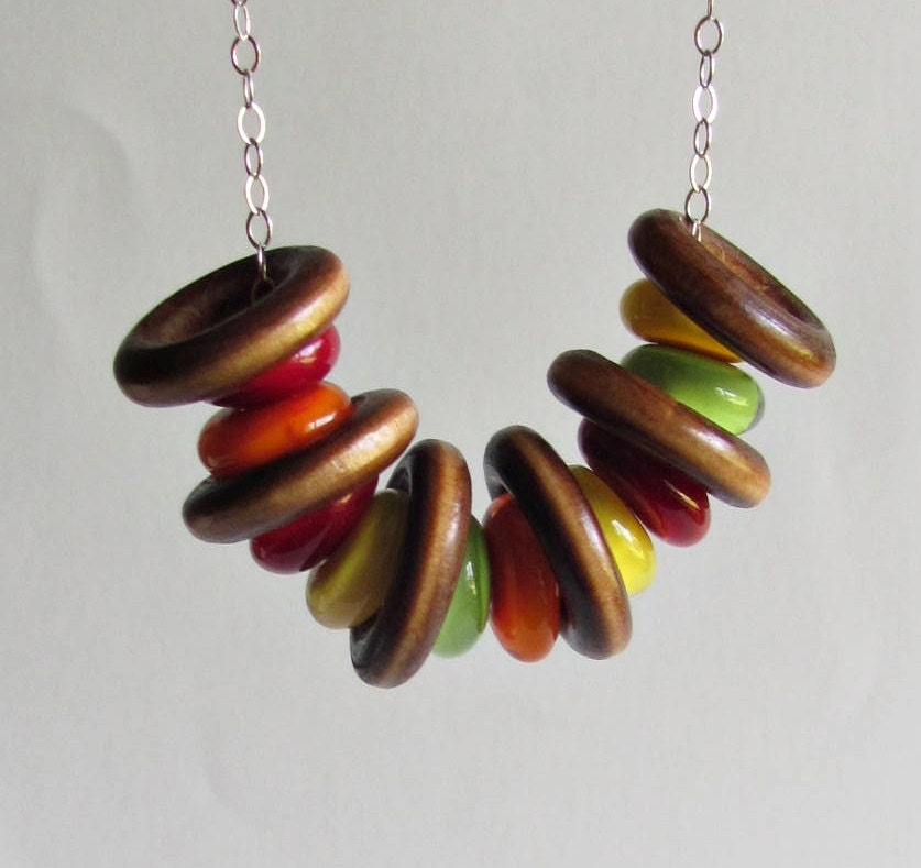 Wood and Glass Necklace Fall Fashion