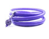 Purple Triple Wrap Bracelet, Handmade Eco Leather Wrap Bracelet, Purple Eco Nappa Leather & Swarovski Crystal Cuff