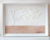 Whimsical Tree Painting - Mixed Media Original - Neutral Colors - Fantasy Relief String Work - Framed