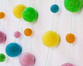 Pastel Colors Wool Felt Ball Garland - 4 yards - 60 balls 1cm/2cm