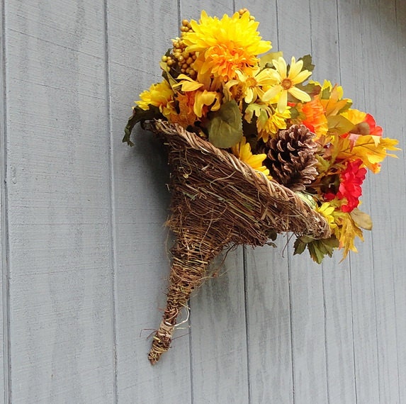 Cornucopia Rustic Handmade Wedding or Holiday Decor Eco Thanksgiving Table
