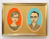 custom illustrated couple portrait