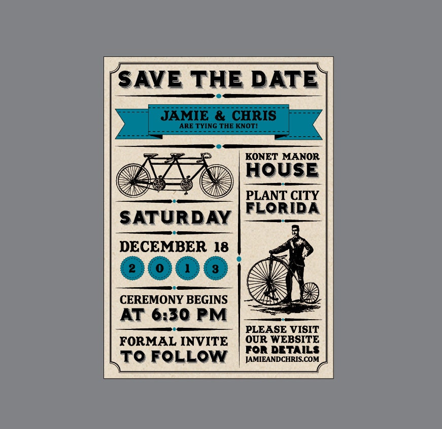 Vintage Victorian Edwardian Antique Banner Rustic Wedding Save the Date with Address Label